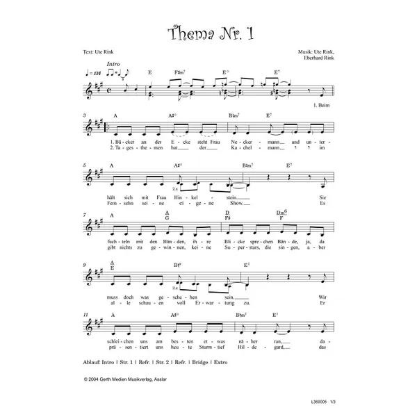 Produktbild des Artikels Thema Nr. 1 (Noten - Download)