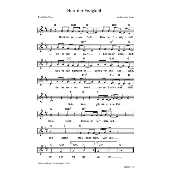 Produktbild des Artikels Herr der Ewigkeit (Noten - Download)