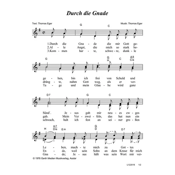 Produktbild des Artikels Durch die Gnade (Noten - Download)
