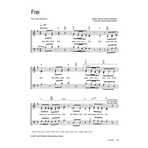 Produktbild des Artikels Frei (Noten - Download)