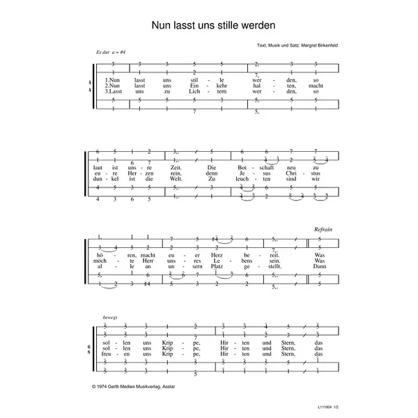 Produktbild des Artikels Nun lasst uns stille werden (Noten - Download)