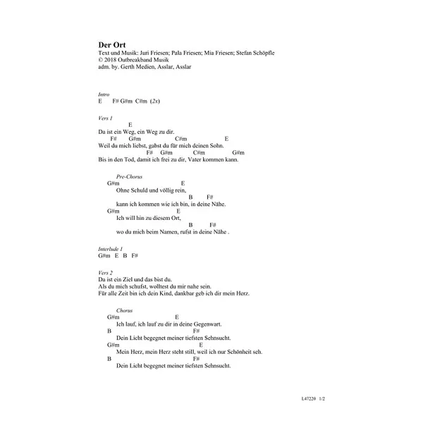 Produktbild des Artikels Der Ort (Noten - Download)