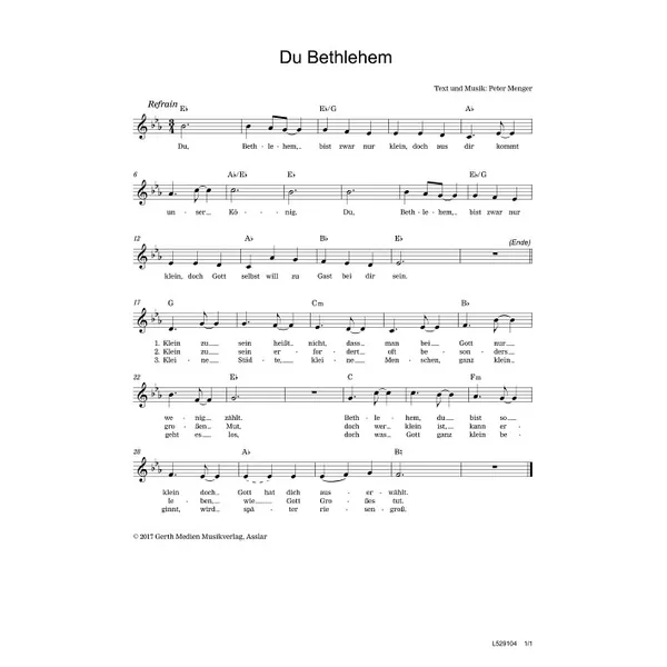 Produktbild des Artikels Du Bethlehem (Noten - Download)