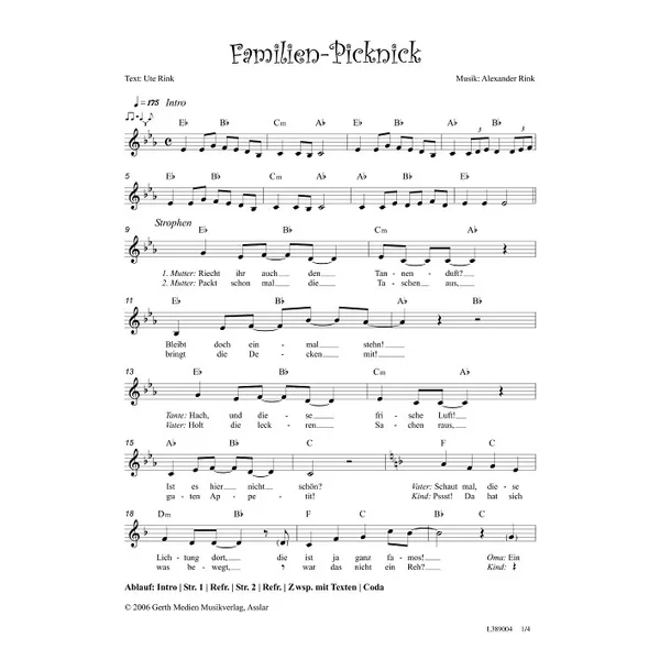 Produktbild des Artikels Familien-Picknick (Noten - Download)