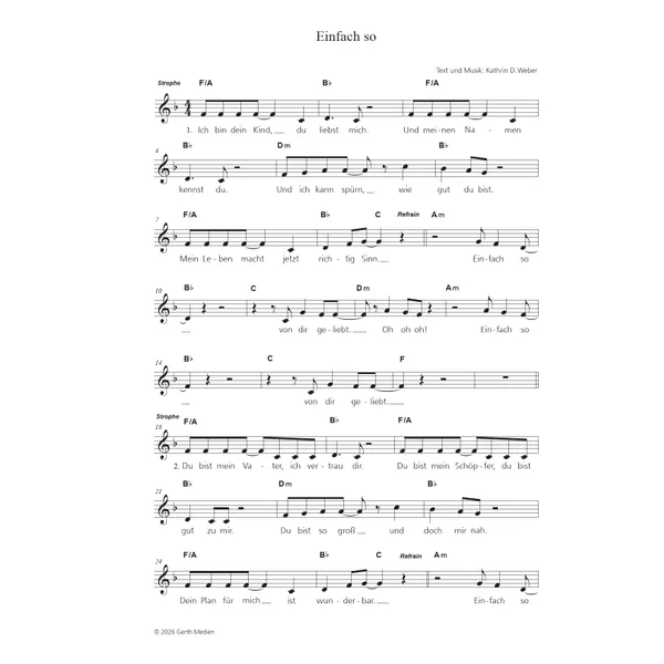 Produktbild des Artikels Einfach so (Noten - Download)