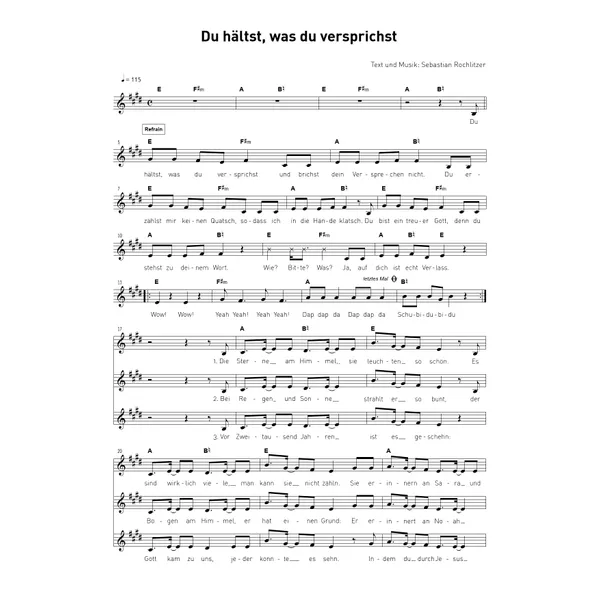 Produktbild des Artikels Du hältst was du versprichst (Noten - Download)