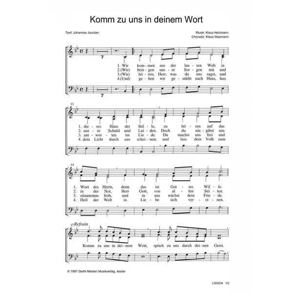 Produktbild des Artikels Komm zu uns in deinem Wort (Noten - Download)