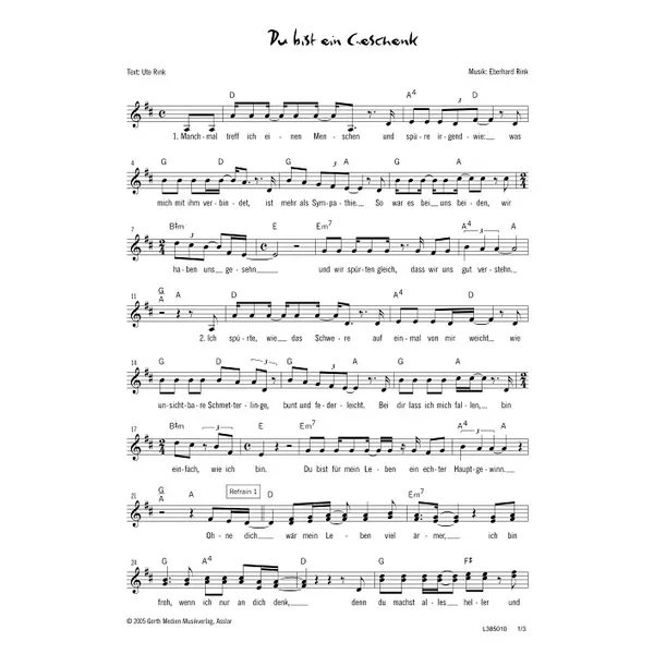 Produktbild des Artikels Du bist ein Geschenk (Noten - Download)