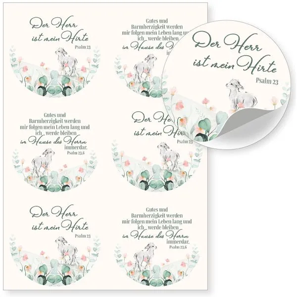 Produktbild des Artikels Aufkleber-Grußkarten: Der Herr ist mein Hirte, 4 Stück (Schreibwaren)