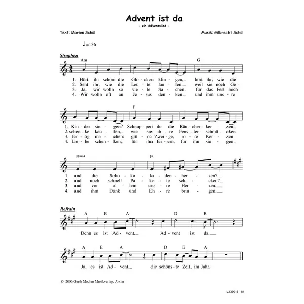 Produktbild des Artikels Advent ist da (Noten - Download)