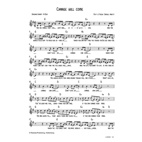Produktbild des Artikels Change Will Come (Noten - Download)