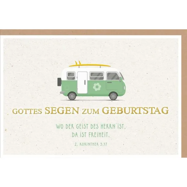 Produktbild des Artikels Faltkarte "Gottes Segen zum Geburtstag/Bulli" (Schreibwaren)