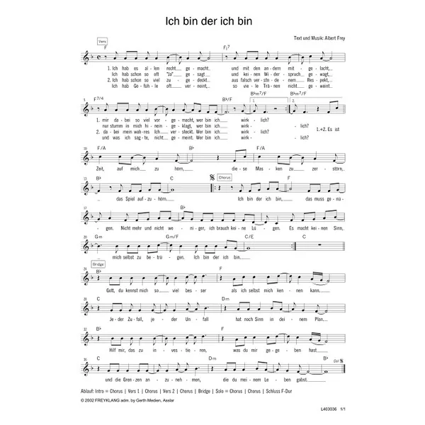 Produktbild des Artikels Ich bin der ich bin (Noten - Download)