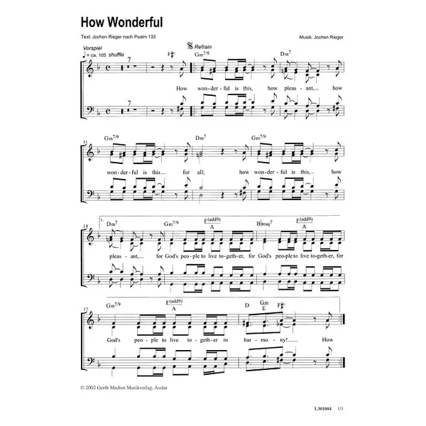 Produktbild des Artikels How Wonderful (Noten - Download)