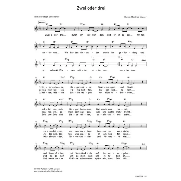 Produktbild des Artikels Zwei oder drei (Noten - Download)