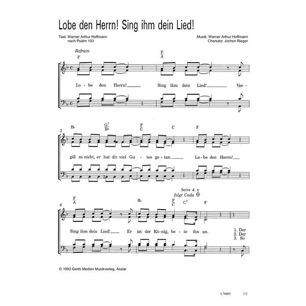 Produktbild des Artikels Lobe den Herrn! Sing ihm dein Lied (Noten - Download)
