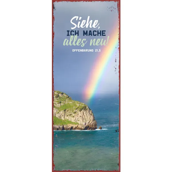 Produktbild des Artikels Jahreslosung 2026 - Metallschild lang "Regenbogen" ()