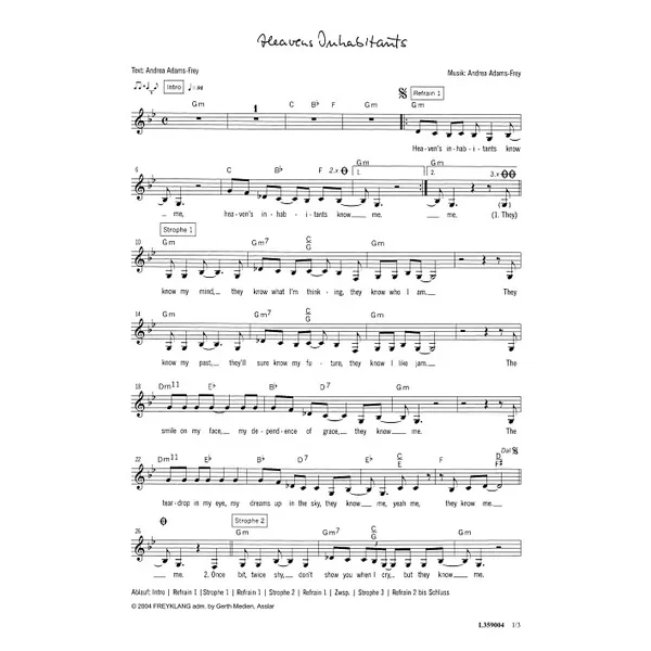 Produktbild des Artikels Heaven's Inhabitants (Noten - Download)