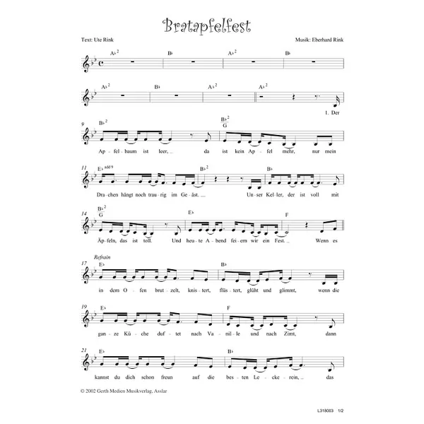 Produktbild des Artikels Bratapfelfest (Noten - Download)