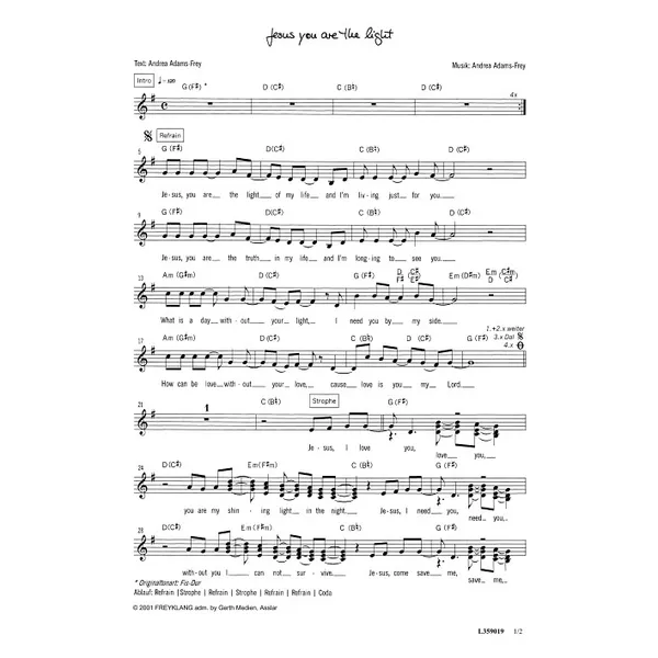 Produktbild des Artikels Jesus, You Are The Light (Noten - Download)