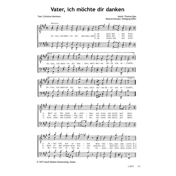 Produktbild des Artikels Vater, ich möchte dir danken (Noten - Download)