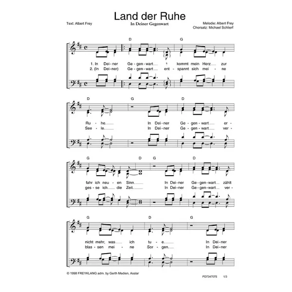 Produktbild des Artikels Land der Ruhe (Noten - Download)