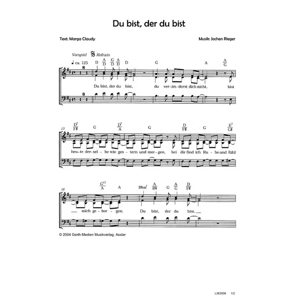 Produktbild des Artikels Du bist, der du bist (Noten - Download)