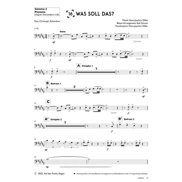 Produktbild des Artikels Was soll das? (4. Posaune) (Noten - Download)