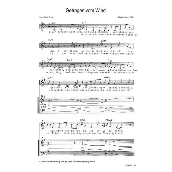 Produktbild des Artikels Getragen vom Wind (Noten - Download)