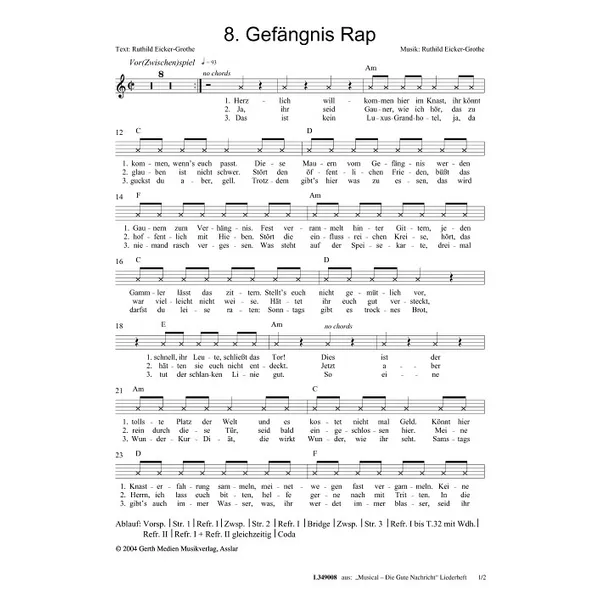 Produktbild des Artikels Gefängnis Rap (Noten - Download)