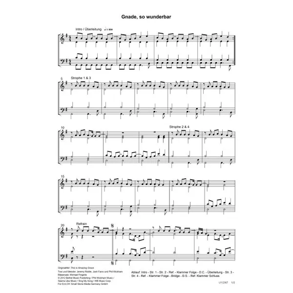 Produktbild des Artikels Gnade so wunderbar (Noten - Download)