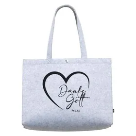 Produktbild des Artikels Filz-Einkaufsshopper "Danke, Gott" - hellgrau ()