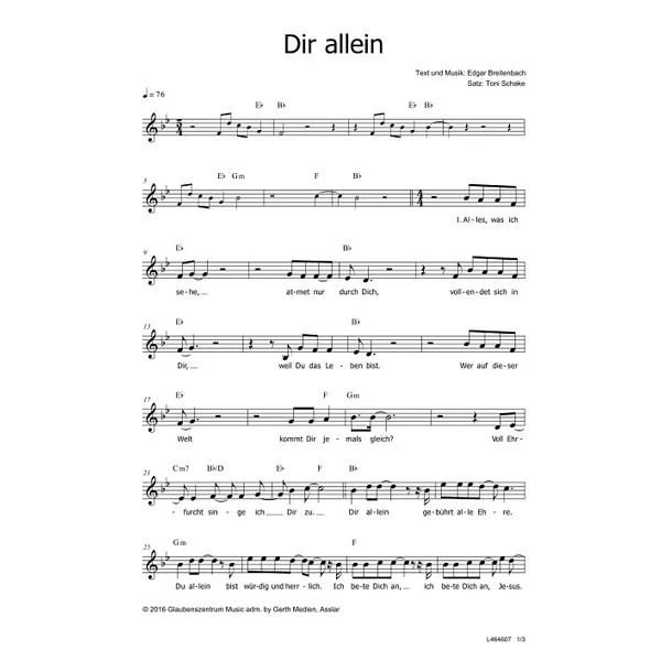 Produktbild des Artikels Dir allein (Noten - Download)