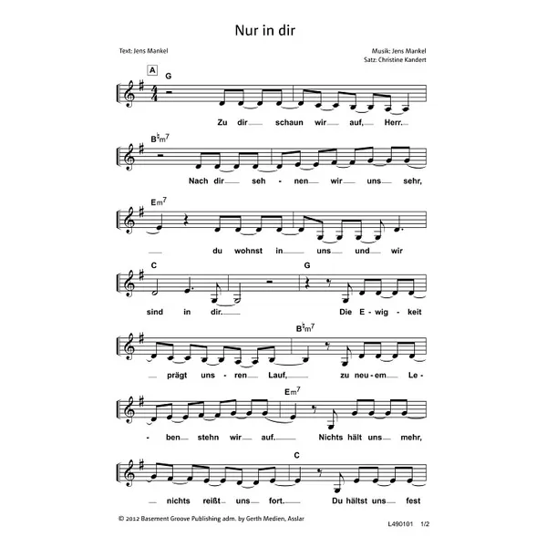 Produktbild des Artikels Nur in dir (Noten - Download)