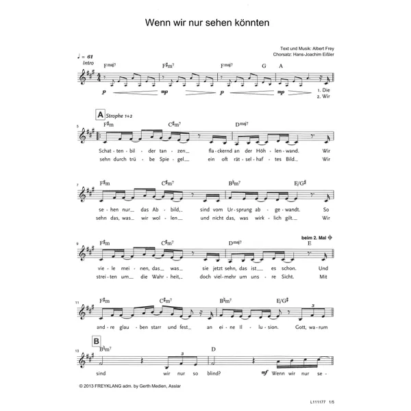 Produktbild des Artikels Wenn wir nur sehen könnten (Noten - Download)