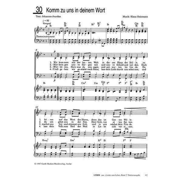 Produktbild des Artikels Komm zu uns in deinem Wort (Noten - Download)