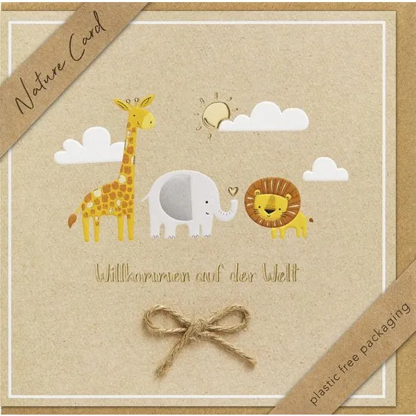 Produktbild des Artikels Faltkarte "Willkommen auf der Welt" - Tierkinder (Schreibwaren)