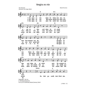 Produktbild des Artikels Vergiss es nie (Noten - Download)