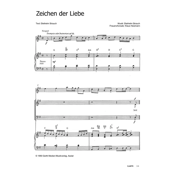 Produktbild des Artikels Zeichen der Liebe (Noten - Download)
