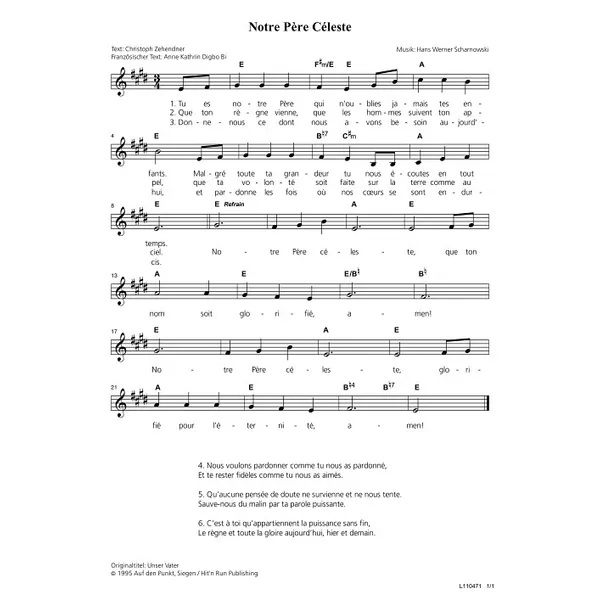 Produktbild des Artikels Notre Père Céleste (Noten - Download)