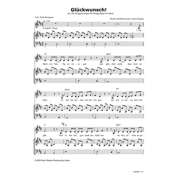 Produktbild des Artikels Glückwunsch (Noten - Download)