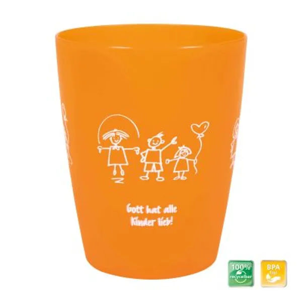Produktbild des Artikels Kinderbecher "Gott hat alle Kinder lieb" - orange ()