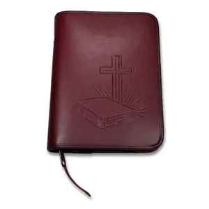 Produktbild des Artikels Bibelhülle "Bibel/Kreuz/Strahlen" Taschenbibel - weinrot (Kunstleder)