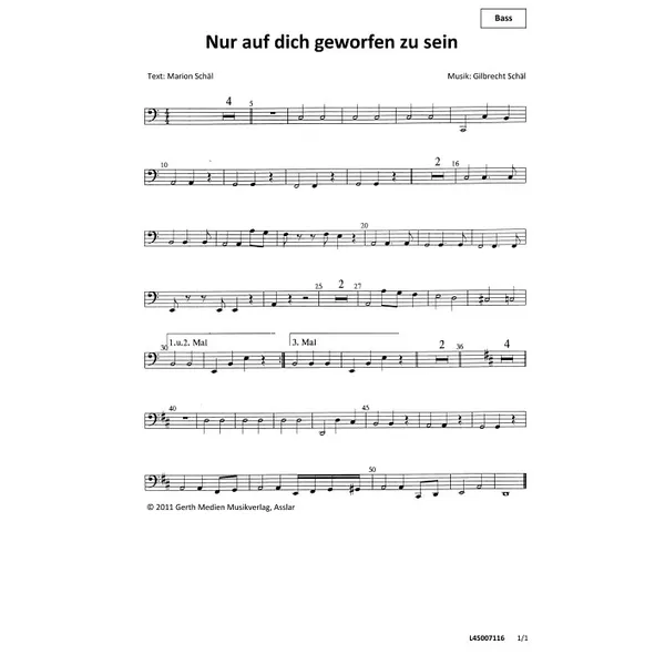 Produktbild des Artikels Nur auf dich geworfen zu sein (Bass) (Noten - Download)