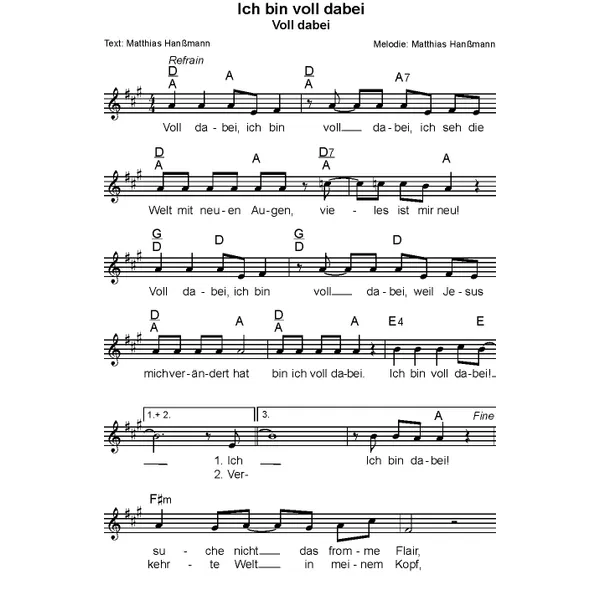 Produktbild des Artikels Ich bin voll dabei (Noten - Download)