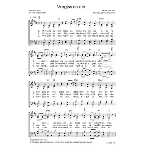 Produktbild des Artikels Vergiss es nie (Noten - Download)