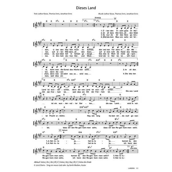 Produktbild des Artikels Dieses Land (Noten - Download)