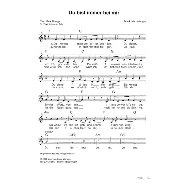 Produktbild des Artikels Du bist immer bei mir (Noten - Download)