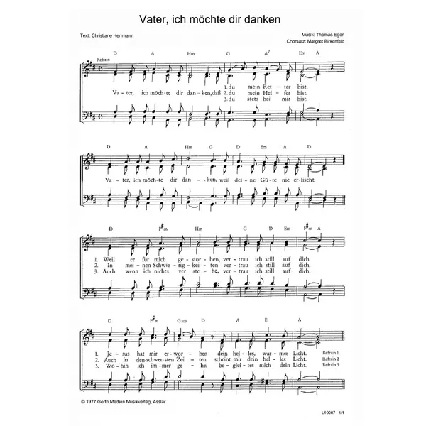 Produktbild des Artikels Vater, ich möchte dir danken (Noten - Download)