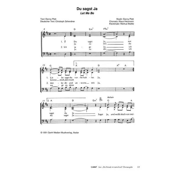 Produktbild des Artikels Du sagst Ja (Noten - Download)